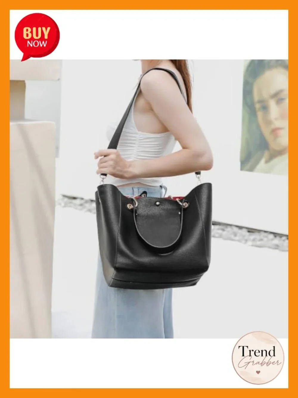 Large Work Tote Bag with Detachable Strap Faux Leather